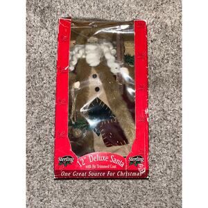 Sterling 12” Santa Woodland Rustic Fir Trimmed Coat vtg Original  Box